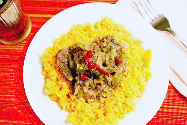 Chicken Livers in a Spicy Tomatillo Sauce