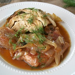 Slow Cooked Pork or Lamb Chops with Cabbage and Fennel