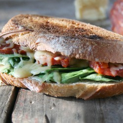 Simple Grilled Cheese Sandwich with Spinach and Spanish Chorizo Sausage