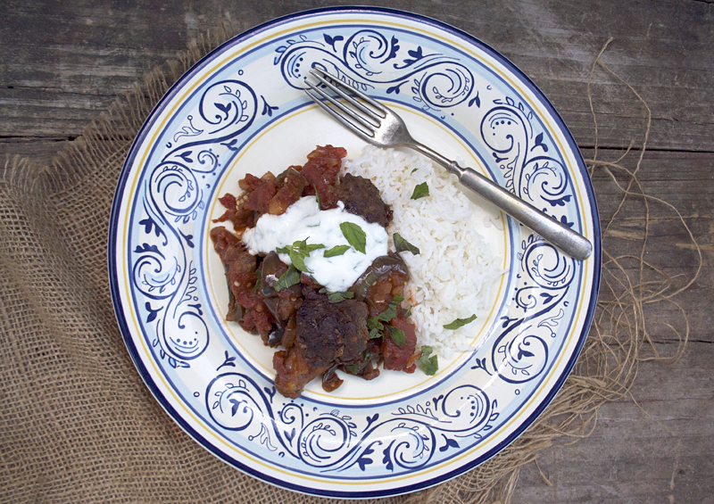 Eggplant Salad with Meatballs